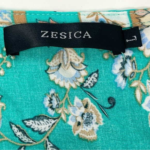 Zesica Teal Bohemian Floral Maxi Wrap Summer‎ Dress RuffleBottom Rayon Sz.Large - Picture 12 of 14